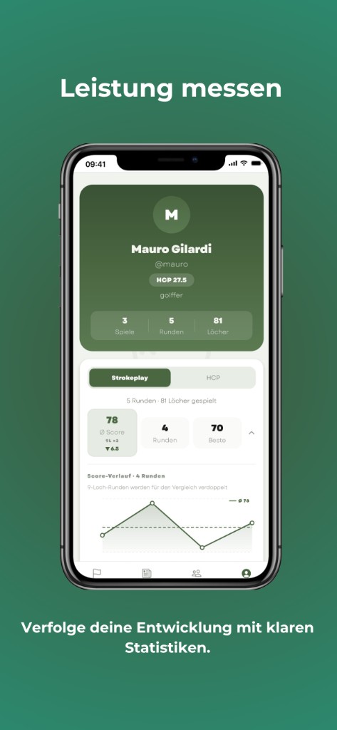 Profil mit Handicap und Score-Verlauf